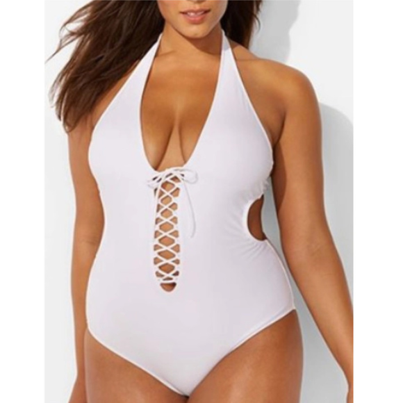 Ashley Graham Other - Ashley Graham lace up VIP cutout swimsuit 280p3*